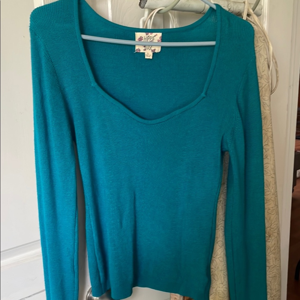 Teal Long Sleeve Knit Top